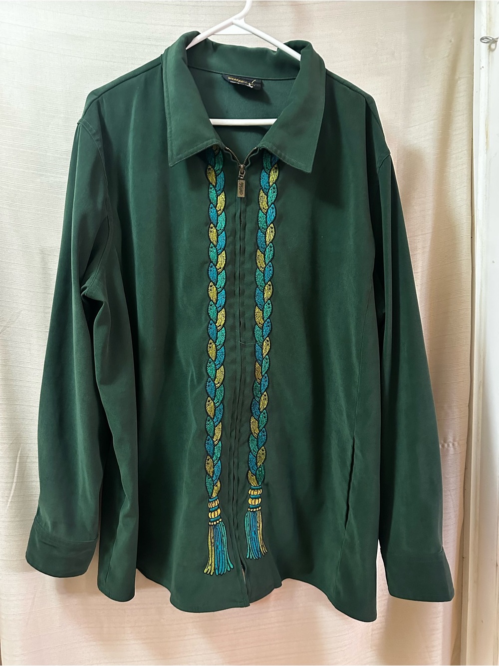 Vintage 90s Bob Mackie Wearable Art Embroidered Zip Front Jacket Oversized